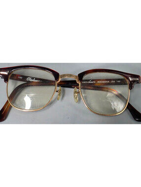Vintage Clubman Art Craft Rochester Eyeglasses Frames USA 150 Ships in Hard Case